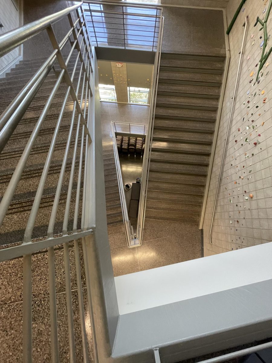 View from above the main stairwell.