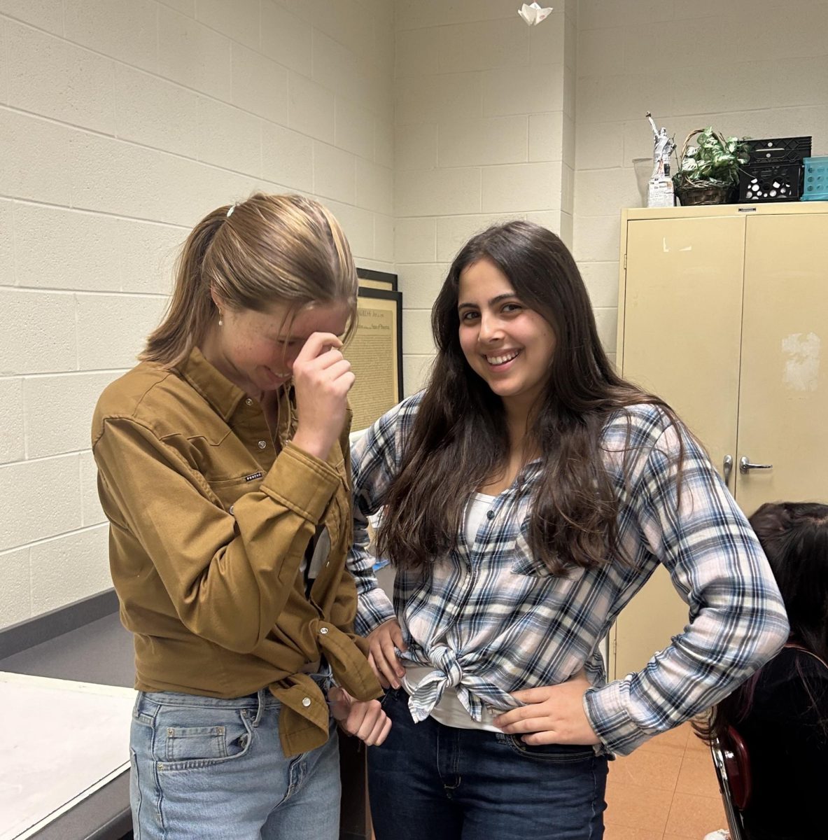 Seniors Avery Cohn and Willa Kennedy dressing up for Wild West theme