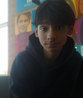 Brandon Castaneda (2027), in the library studying