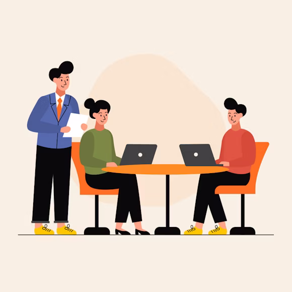 A group of people sitting at a table with laptops by Adri Ansyah for UNSPLASH
