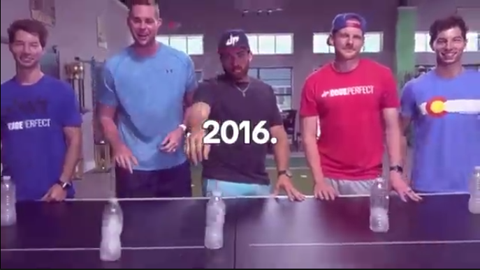An image of the 2016 trend "The Water Bottle Flip Challenge."